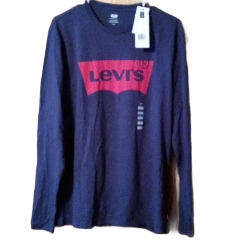 NWT Levis Large tshirt blue and red long sleeve